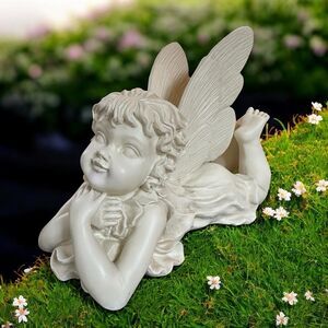 Designer Resin Daydreaming Fairy Angel Garden Statue – Lawn & Patio Decor